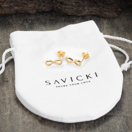 Kolczyki nieskończoność Savicki: srebrne pozłacane